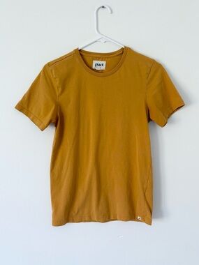 Pact Golden Yellow Organic Cotton Crew Neck Short Sleeve Oversized Tee Size XS